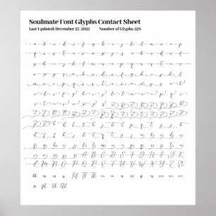 Soulmate Font Glyphs Contact Sheet Poster