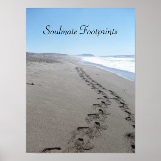 Soulmate Footprints Together in the Sand Poster