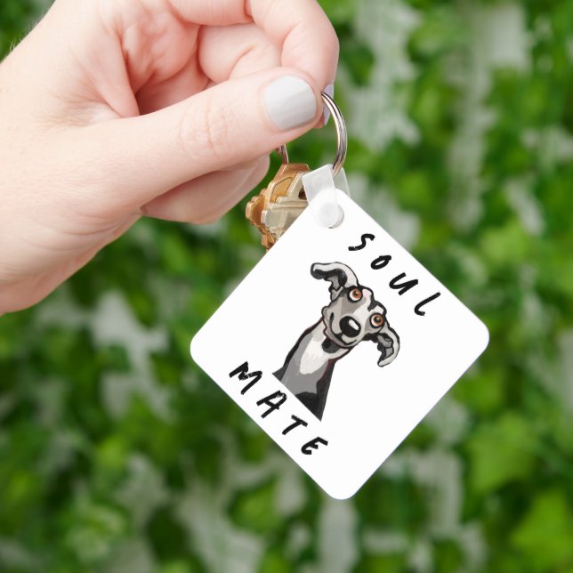 Soulmate funny galgo, whippet, greyhound keychain (Hand)