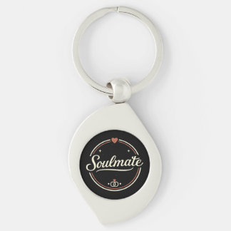 Soulmate Retro Love Minimal (Dark) Couple Matching Keychain