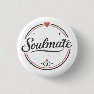 Soulmate Retro Love Minimal(Light) Couple Matching 1 Inch Round Button