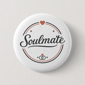 Soulmate Retro Love Minimal(Light) Couple Matching 2 Inch Round Button