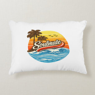 Soulmate Retro Sunset Design Accent Pillow