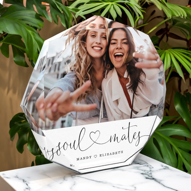 Soulmate Script | Best Friends Gift Photo Keepsake Block (Soulmate Script | Best Friends Gift Photo Keepsake)