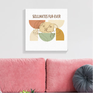 Soulmates Fur-Ever Dog Mom Line Art Canvas Print