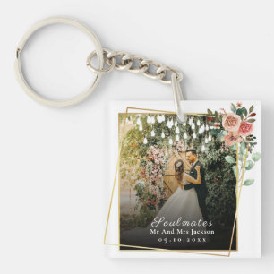 Soulmates I Love You wedding Photo Valentine Keychain