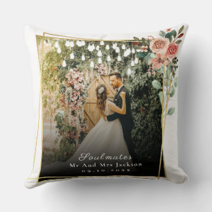 Soulmates I Love You wedding Photo Valentine Throw Pillow