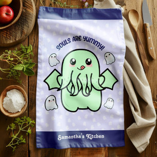 Souls are Yummy Cute Cthulhu Kitchen Towel
