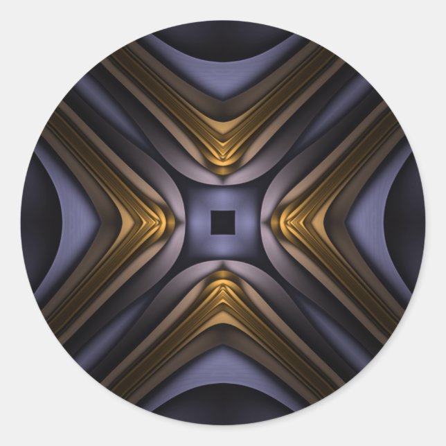 Soul's Essence Blue and Gold Abstract Classic Round Sticker (Front)