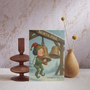 Soun Recording on North Pole Holiday Postcard