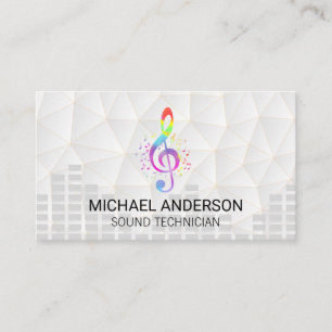 Sound Engineer   Colourful Music Note Logo Business Card