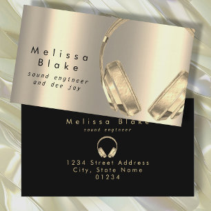 sound engineer dee jay faux gold metallic business card
