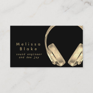 sound engineer dee jay faux gold on black business card