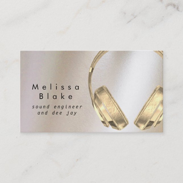 sound engineer dee jay faux metallic effect business card (Front)