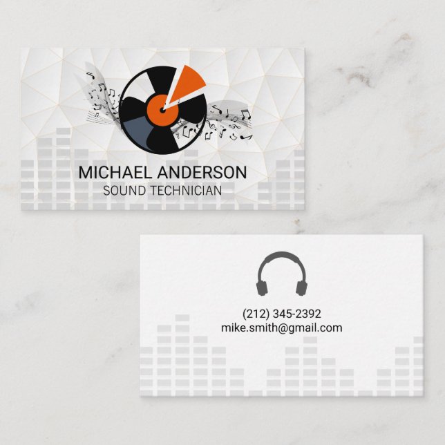 Sound Engineer | Headphones and Vinyl  Business Card (Front/Back)