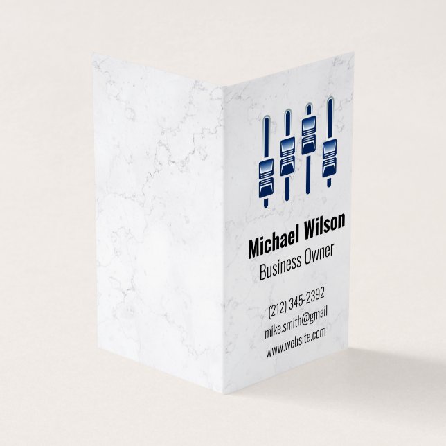 Sound Engineer | Mixer | Marble Background Business Card (Outside)