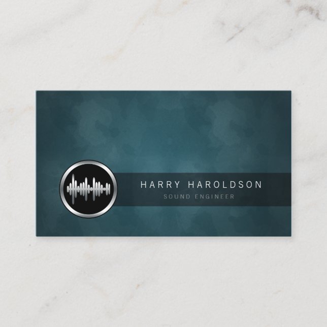 Sound Engineer Sound Wave IconGrunge Business Card (Front)