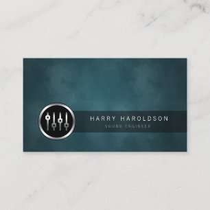 Sound Engineer Volume Sliders Grunge Business Card