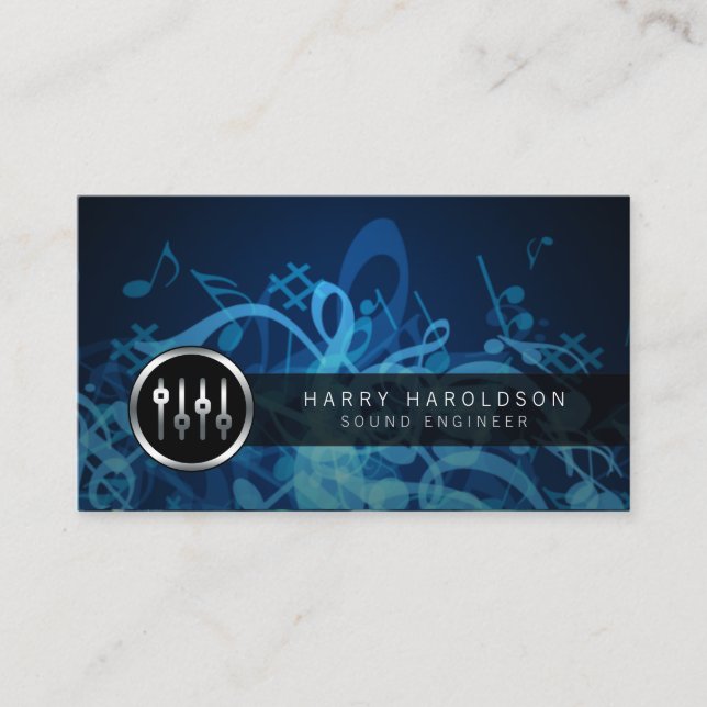 Sound Engineer Volume Sliders Icon Business Card (Front)