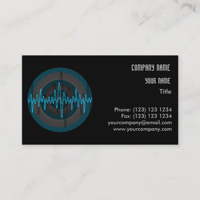 Sound Light Blue Dark Round business card template (Front)