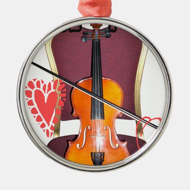 Sound of Violin  love hakuna matata valentine Metal Ornament (Front)