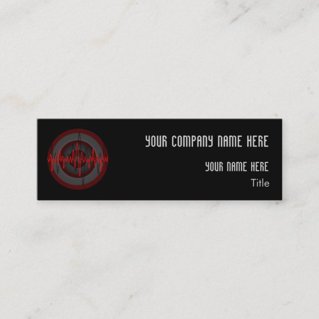 Sound Red Dark Round business card template skinny (Front)