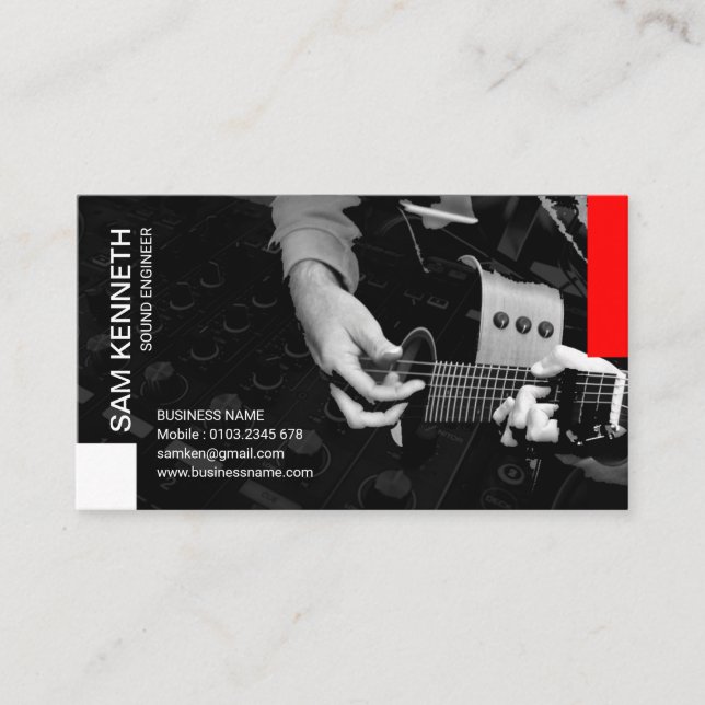 Sound Studio Live Guitarist Engineer Business Card (Front)