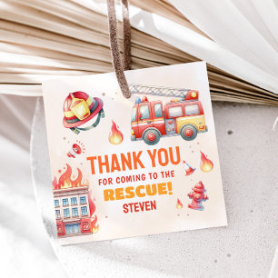 Sound the Alarm Fire Truck Baby Shower Favour Tags