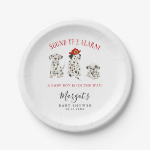 Sound the Alarm Firefighter Baby Shower Paper Plate