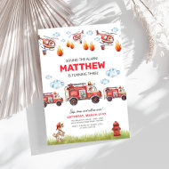 Sound the Alarm Fireman Birthday Invitation