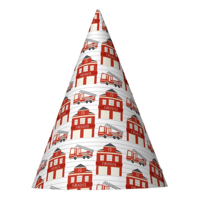 Sound The Alarm Firetruck Birthday Party Hat (Front)