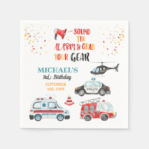 Sound the alarm & Grab your gear 3rd Birthday Napkin