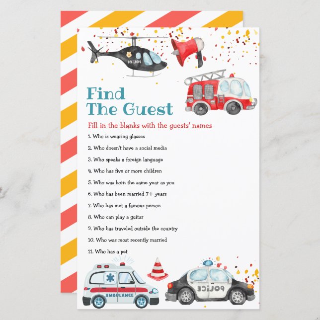 Sound the alarm Grab your gear Find the Guest Game (Front/Back)