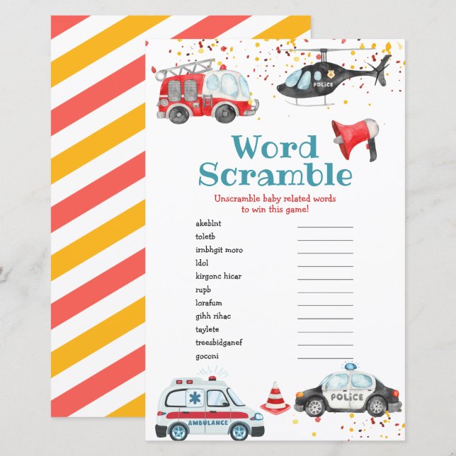 Sound the alarm & Grab your gear Word Scramble (Front/Back)