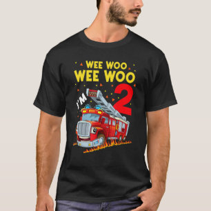 Sound The Alarm I'm 2 Birthday Boy Fire Truck Fire T-Shirt