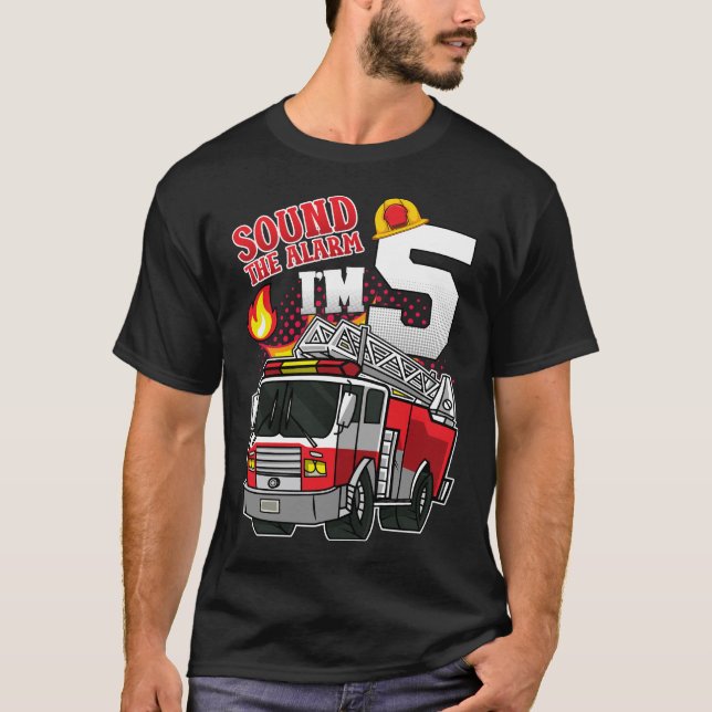 Sound The Alarm I'm 5 Firefighter Men T-Shirt (Front)