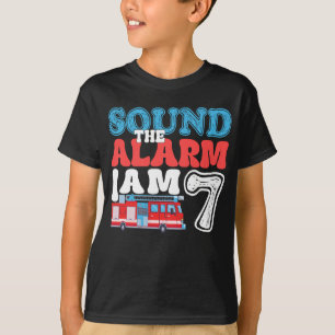 Sound The Alarm I'm 7 7th Birthday Firefighter T-Shirt