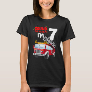 Sound The Alarm I'm 7 Years Old Birthday Boy Fire T-Shirt