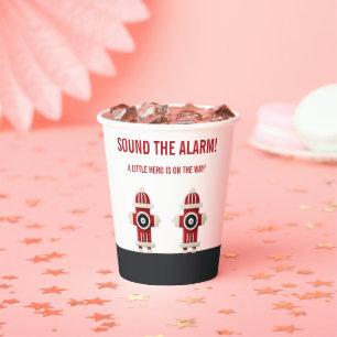 Sound the Alarm Minimalist Firefighter Baby Shower Paper Cups