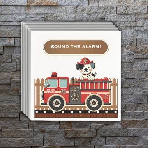 Sound the Alarm! Modern Firetruck Baby Shower Napkin