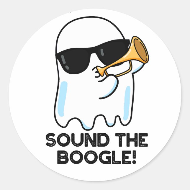 Sound The Boogle Funny Ghost Bugle Pun  Classic Round Sticker (Front)