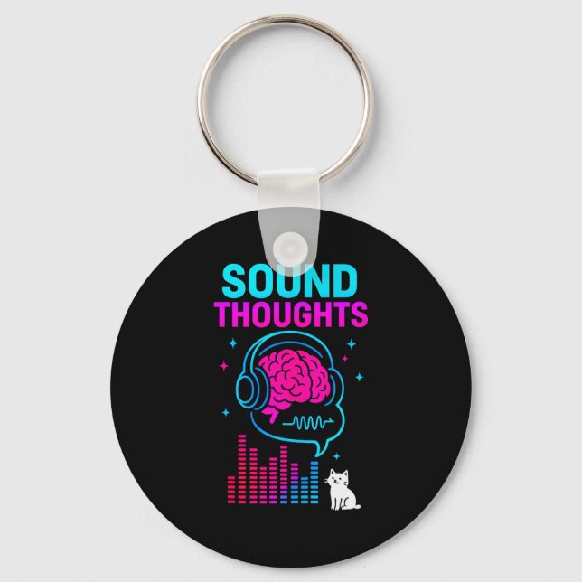 Sound Thoughts Stoic Philosophy Minimalist Slogan  Keychain (Front)