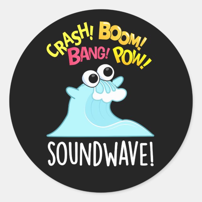 Sound Wave Funny Ocean Pun  Classic Round Sticker (Front)