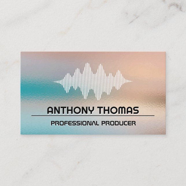 Sound Wave | Glass Texture Background Business Card (Front)