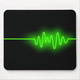 Sound Wave - Green on Black Mouse Pad