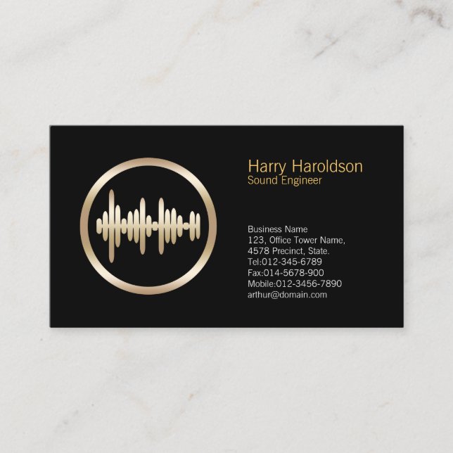 Sound Wave Icon Sound Engineer Business Card (Front)