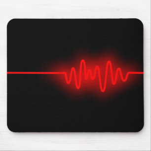 Sound Wave - Red on Black Mouse Pad