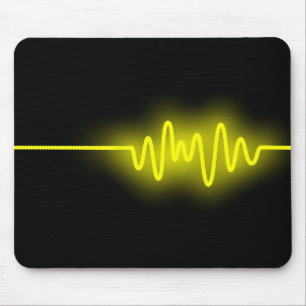 Sound Wave - Yellow on Black Mouse Pad