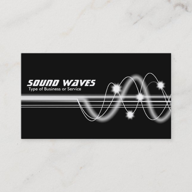 Sound Waves - Black Business Card (Front)