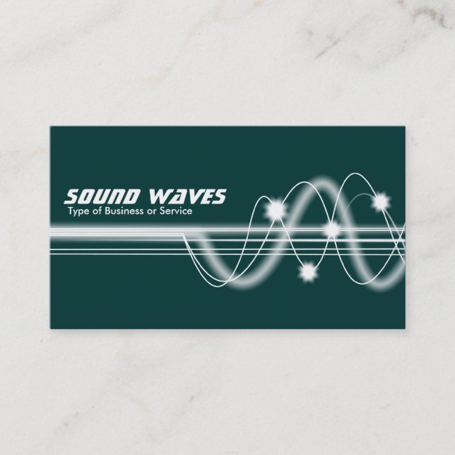 Sound Waves - Dark Green Business Card (Front)